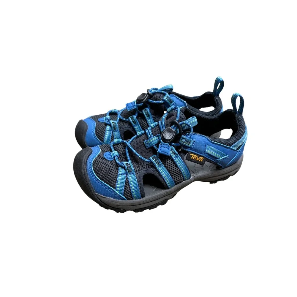 Teva Kids Manatee Blue Black Sport Sandals Bungee Closure Size 12